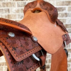 Sunflower New saddle Custom Ranch cutter. 16" seat.