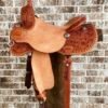 15.5" seat. Hand-carved sunflower tooling with dyed background. - Image 3